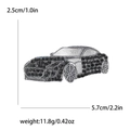 Silver and black sports car brooch with rhinestones for suits, size 5.7cm by 2.5cm - Black