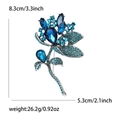 Spilla fiore in cristallo blu vintage con base in lega d'argento per abiti donna - Floreale Vintage (MM-BR-2092-BL) / Argento Antico Blu