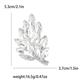 Spilla a foglia d'argento con cristalli marquise, misura 5,3cm per 3,7cm e pesa 16,5g - Bianco