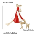 Broche creativo de esmalte de chica con perro en metal dorado, tamaño de 4.2cm - Rojo (MM-BR-2081)