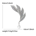 Funkelnde Strass-Blatt-Brosche mit Perle und Maßangaben für Damenmoden-Accessoire - Weißgold Weiß (MM-BR-2057-WH) / Weiß