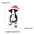 Schattige kerst hondenbroche met kerstmanmuts en roze schaatsen van zinklegering - Zwart (MM-BR-2032-Zwart-BK)