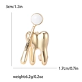 Creative gold tooth and dental mirror brooch for medical professionals in high gloss finish - Tooth Mirror Design (MM-BR-2090) / Gold
