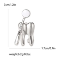 Medical tooth and dental mirror brooch in silver finish with size specifications - Tooth Mirror Design (MM-BR-2090) / Silver