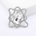Spilla a stella d'argento con grande cristallo rettangolare e pavé di zirconi luminosi - Bianco (MM-BR-2220)