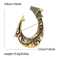 Vintage fish hook brooch in antique gold with red enamel detailing and size dimensions - Antique Gold