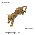 Spilla a leopardo dorata con strass ambrati misura 7,1cm x 3,4cm per completi - Giallo
