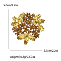 Broche tournesol florale avec strass ambrés étincelants sur base en métal argenté - Jaune