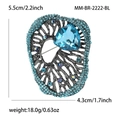 Detail showing dimensions and weight of this vintage blue crystal and rhinestone brooch - Blue