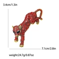 Spilla a leopardo vintage dorata con strass rossi per abiti e cappotti - Rosso