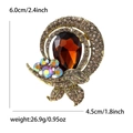 Broche vintage de aleación con cristal marrón de pera, medidas 6,0 cm por 4,5 cm - Marrón