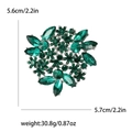 Broche fleurie vert foncé en alliage avec strass mesurant 5,6 cm par 5,7 cm - Vert