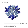 Broche fleur en strass bleu en alliage argenté avec dimensions et poids indiqués - Bleu