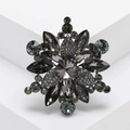 Eleganter rauchgrauer Kristall-Schneeflocken-Brosche mit Marquise-Steinen und dunkler Legierung - Schwarz