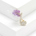 Eleganter Musiknoten-Flügel-Anstecknadel mit Emaille-Verlauf und Strass auf Würfeln - Lila Musiknoten-Flügel-Stil (MM-BR-2262 Lila-PU) / Lila