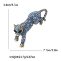Spilla a forma di leopardo con strass blu su lega dorata, lunghezza di 7,1 centimetri - Blu