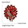 Elegant large red crystal floral brooch with gold setting and rhinestones for women suit - Red