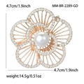 Elegante spilla a fiore con perle e strass scintillanti in oro rosa per abbigliamento - Oro