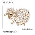 Detailed view of a golden sheep brooch with white pearls and its physical dimensions - Sheep Style (2260) / Gold