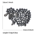 Detailed view of grey pearl sheep brooch with size dimensions and weight in inches and grams - Sheep Style (2260) / Black
