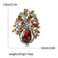 Vintage luxury alloy brooch with brown rhinestones and large teardrop crystal - Coffee (2216-BR)