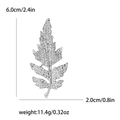 Detaillierte Maße der silbernen Blattbrosche mit weißen Strasssteinen, 6,0 cm x 2,0 cm groß - Silber