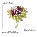 Enamel pomegranate flower brooch with purple beaded center and green metallic petals - Purple (MM-BR-2264-PU)