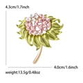Enamel sunflower brooch with pink petals, green leaves and white rhinestones, size 4.3cm - Pink (MM-BR-2264-PK)