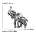 Vintage silver elephant brooch with detailed texture for suit jackets and coats - Silver