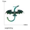 Exaggerated green dragon brooch with gradient oil dripping and rhinestones 7.5cm - Green