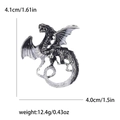 Vliegende draak emaille broche in zwart en zilver, 4,1 cm hoogte en 4,0 cm breedte specificatie - Zwart