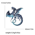 Blauwe vliegende draak broche speld met emaille verloop en zilverkleurige schubben - Blauw