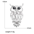 Silver owl brooch with white marquise stones and black gem eyes, dimensions 4.4cm by 2.5cm - Silver (MM-BR-2255)