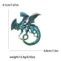 Vintage groen en blauwe emaille draak broche met afmetingen en gewichtsspecificaties - Groen