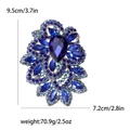 Spilla a fiore oversize in cristallo blu vintage con dimensioni dettagliate - Blu