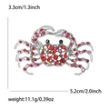 Broche crabe étincelante avec cristaux rouges et alliage argenté, 5,2 cm par 3,3 cm - Rouge