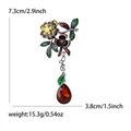 Spilla fiore di camelia vintage con cristalli rossi e base in metallo argento - Caffè (2363-BR)