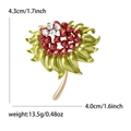 Enamel pomegranate flower brooch in red and green with dimensions 4.3cm by 4.0cm - Red (MM-BR-2264-RD)