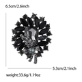 Sunflower crystal brooch with grey pear-cut stone and black marquise rhinestones - Black