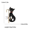 Spilla gatto in smalto nero con fiocco rosso e perla, dettagli di dimensioni e peso - Nero