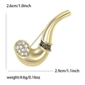 Minimalist pipe brooch with sparkling crystals and size measurements in a clean view - Gold