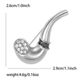 Minimalist pipe-shaped silver brooch with crystal rhinestones and size dimensions - Silver