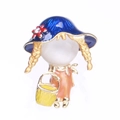 Graziosa spilla giapponese in smalto ragazza cartoon con perla opale e strass lucidi - Blu (MM-BR-2331 Blu)