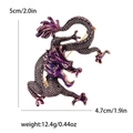 Broche de dragón vintage en esmalte púrpura y negro con medidas de 5 cm - Morado
