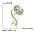 Elegant gold tulip brooch with sparkling rhinestones, 4.7cm size for suits and coats - Gold (MM-BR-2436 Gold)