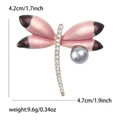 Exquisite dragonfly brooch with pink purple enamel and pearl, size 4.2cm by 4.7cm - Pink