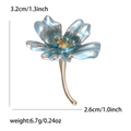 Eleganter blauer Emaille-Blumenanstecker mit goldenem Staubblatt für modische Kleidung - Blau 1928-BL
