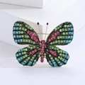 Broche de mariposa vintage estilo palacio con cristales de colores sobre metal negro - Rosa (1987)