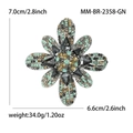 Fonkelende bloemspeld met vintage zilveren basis en meerkleurige strass steentjes decor - Groen