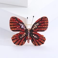 Broche de mariposa de lujo con diamantes de imitación rojos y naranjas en aleación - Rojo (1987)